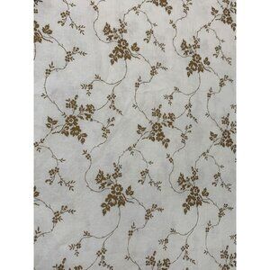 Vintage Floral White & Brown Fabric 5/8 Yard Cotton Sewing Crafting & Decorating
